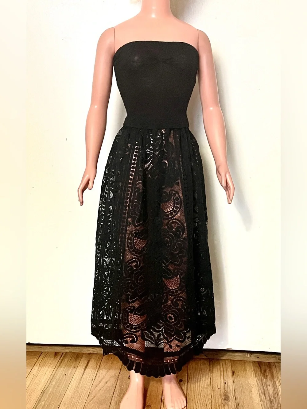 Black top and long black lace skirt. For My Size Barbie Doll. New, Nice
